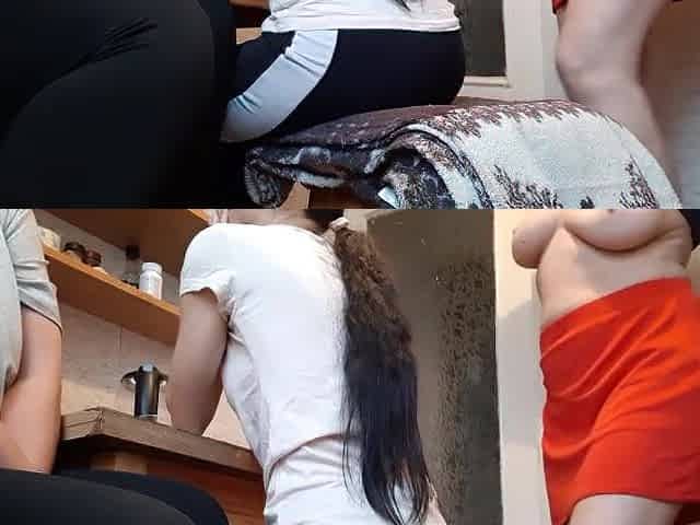 Our neighbour started masturbating in front of us with smutty talk
