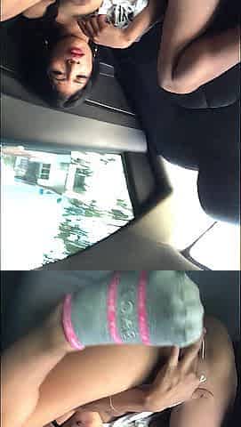 Hawt Latin babe masturbates in the back of her ally's car.