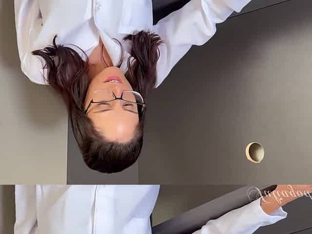 The doctor is eager to get all of the semen out of her patient