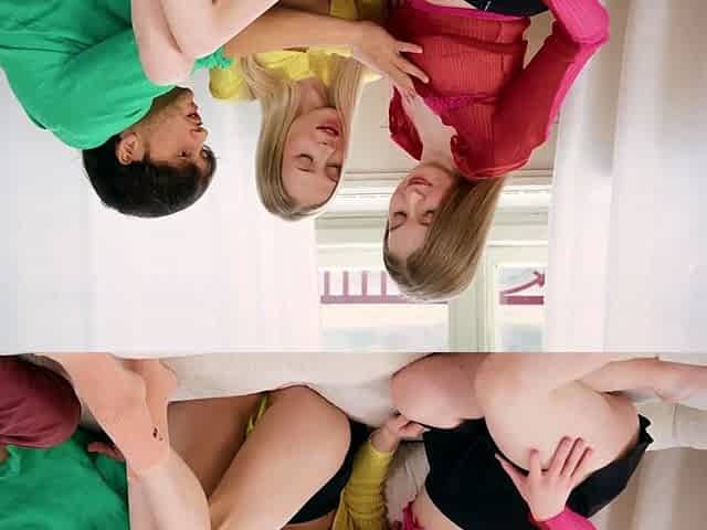 Blonde Teen Beauties Share a Steamy Deepthroat Threesome