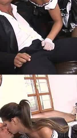 Horny maid anally banged