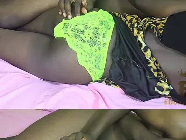 An Afro pair shares moments, culminating in her climaxing.