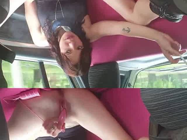 Smoking Hot Brunette Masturbates in a Car with a Vibrator