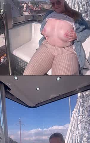 At the Carnival Flashing My Tits