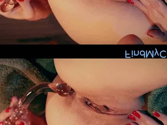 Crystal Squirts with Glass Dildo - Anal Milf Orgasm