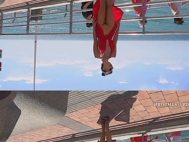 Naughty exhibitionist MILF - Red Dress on Public Beach