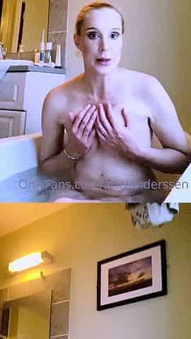 Webcam busty blonde stripped covered by oil anal masturbate