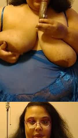 Fat Slut Plays with Her Big Titties & Dildo!