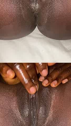 Hot Dark-skinned Ebony Nymph Enjoys POV Oil Masturbation