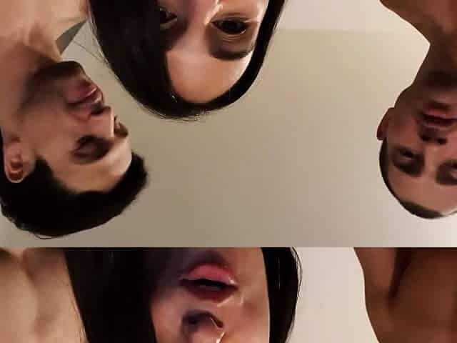 Small tit brunette gives a nice hard blowjob and fuck