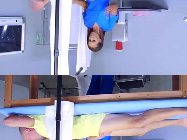 Hot short hair sexy nurse Kelsi was checking for stud Sean and shock