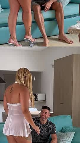 Uncut - Horny Cuckold Husband Jerks off Watching Hotwife Luisa - Bts