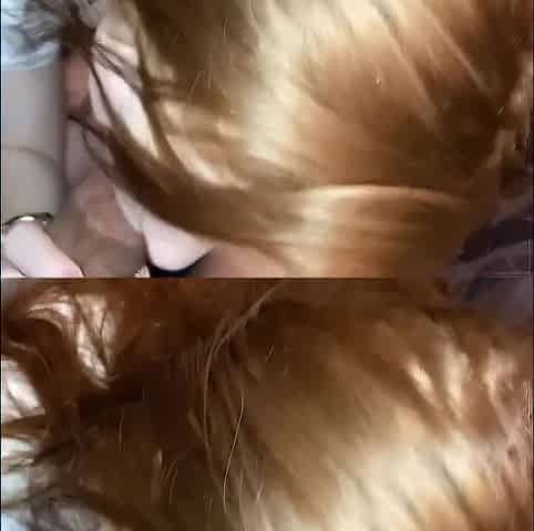 Redhead teen with totally breathtaking blue eyes gives excellent head