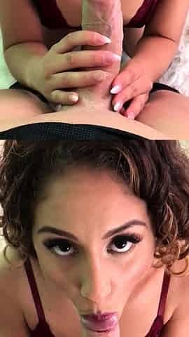 Slut gives wam deep throat pov blowjob and handjob