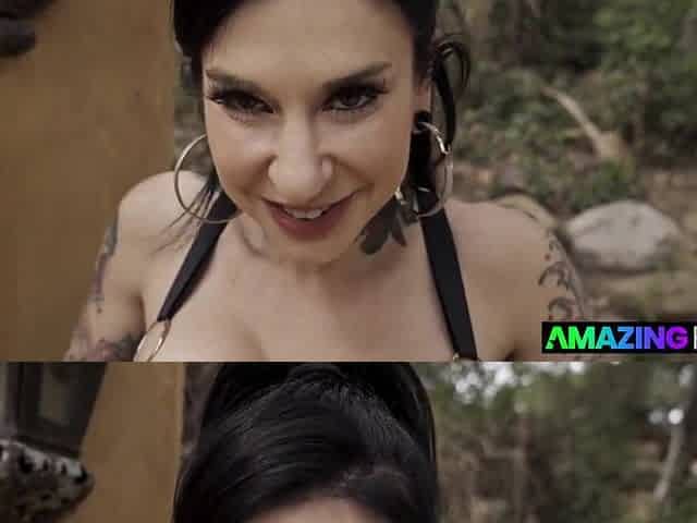 AMAZINGFILMS Joanna Hotty bangs a large ebony dick