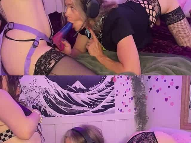 Devil below the desk pegs and owns gamer femboy
