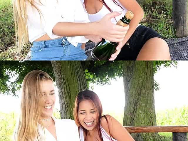 Outdoor lesbian licking