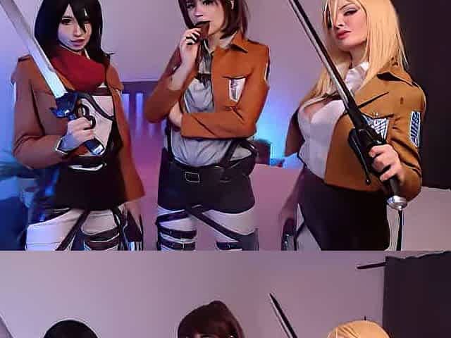 4K Mikasa Historia Sasha 3Some Fuck, featuring Sonya Vibe
