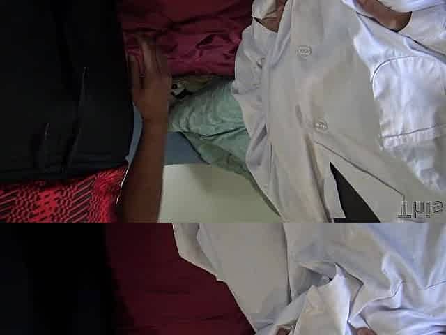 female nurse helps an unpractised teen hunk to make his shlong hard