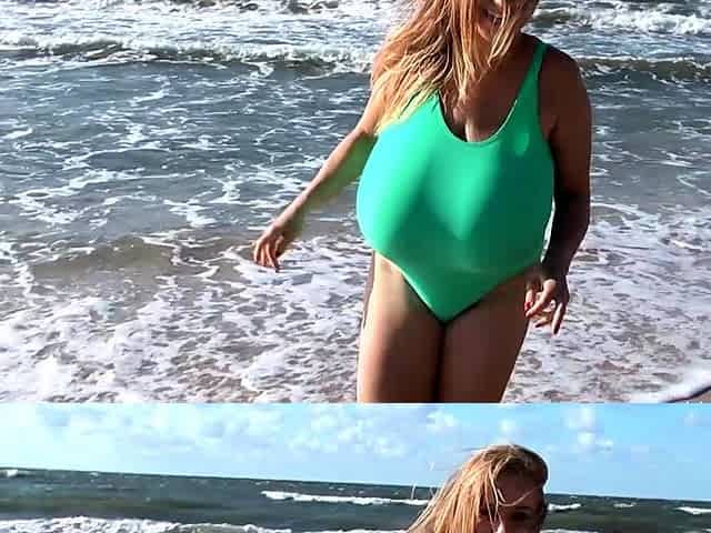 Blonde Natasha Marley with big boob