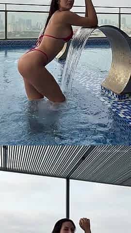Tease in Micro Bikini in the Pool