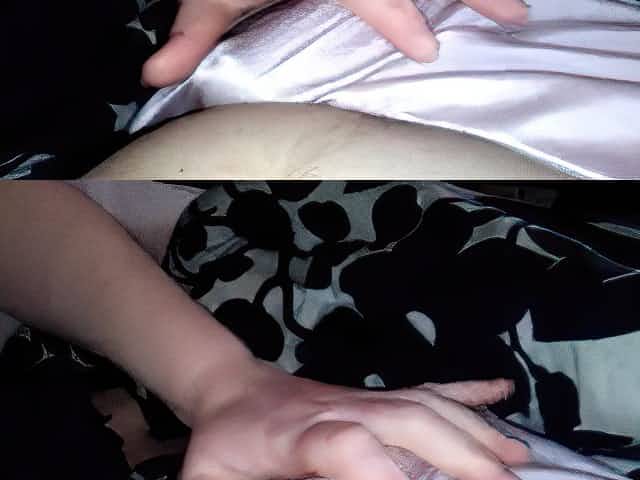 pink Satin panties handjob from girlfriend