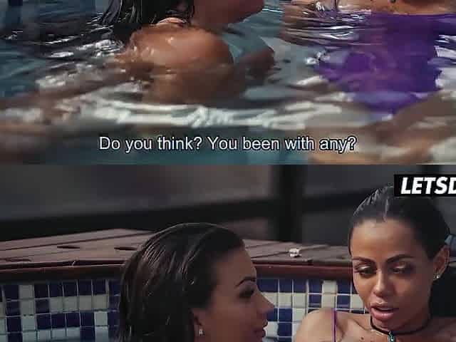 Tattooed Cuties Kiss & Lick to Shivering Orgasms In The Pool - A ANGEL KNOWS