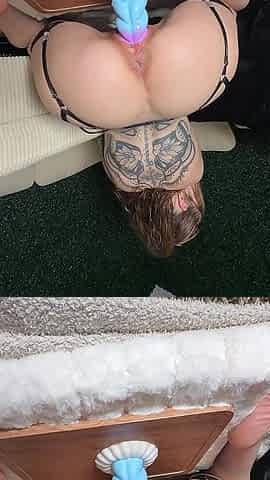 Tight Wet Pussy Bouncing on Big Dildo