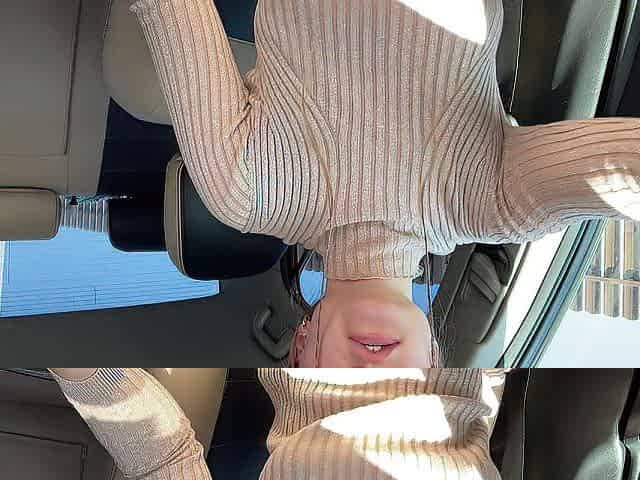 Breasty mommy brought herself to a public climax in the car!