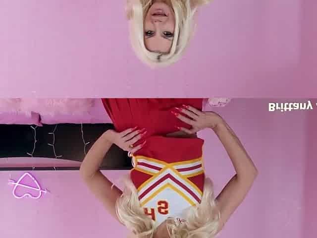 Lascivious Cheerleader Brittany Andrews Rubs Her Melons And Sex toy Bangs Her Vagina!
