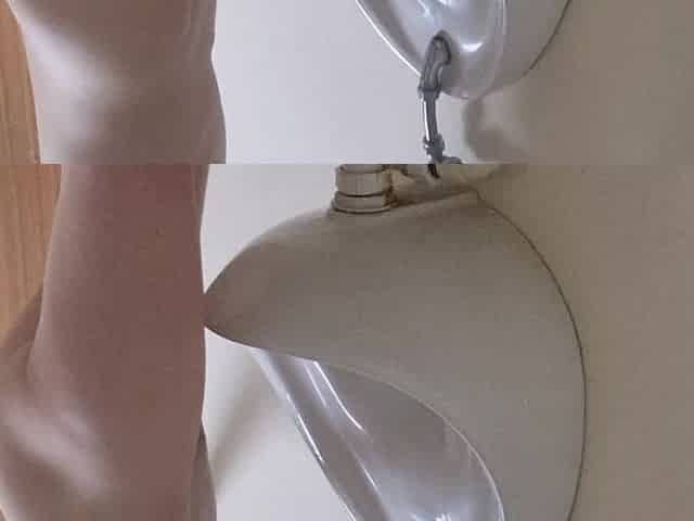 Girl with Nice Ass Strips and Pisses Mens Bathroom Risky Pee