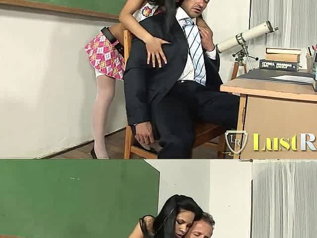 Slender teen screwed by teacher in detention on the table
