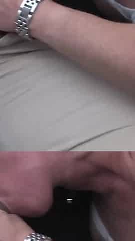 German couple has oral session outdoors