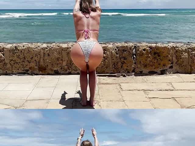 public ocean front yoga flow - yoga with grey