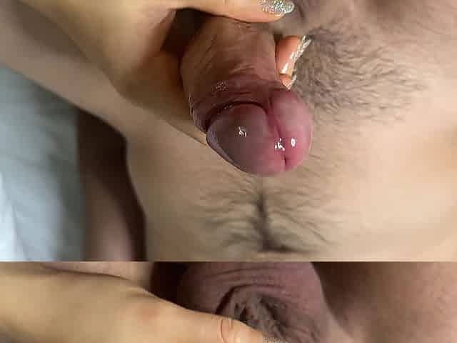 Close Up Tugjob - Shiny Nails Fast Jerk Off and Ejaculation