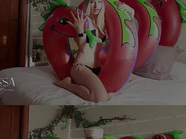 I Tempt My Biggest Inflatable Snake in a Ebony Bikini