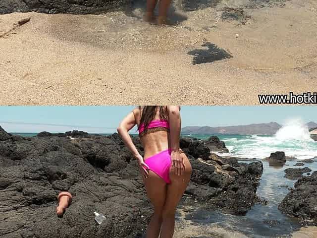 Hotkinkyjo Fuck Deep Huge Dildo From Mrhankey, Belly Bulge and Anal Prolapse in Ocean