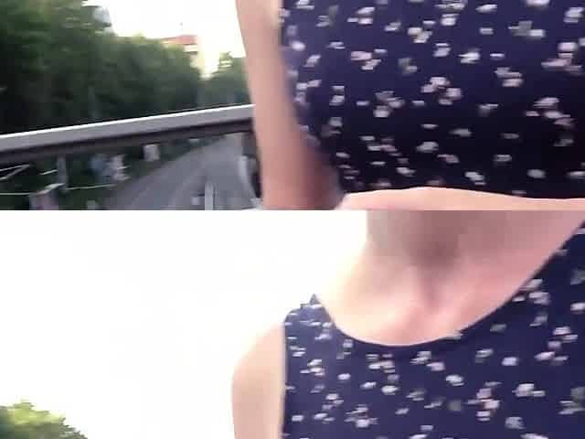 Pierced blonde babe cockriding in public