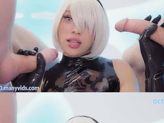 Octokuro - 2 DICKS FOR Kinky Monster tits blonde babe Octokuro in threesome hardcore