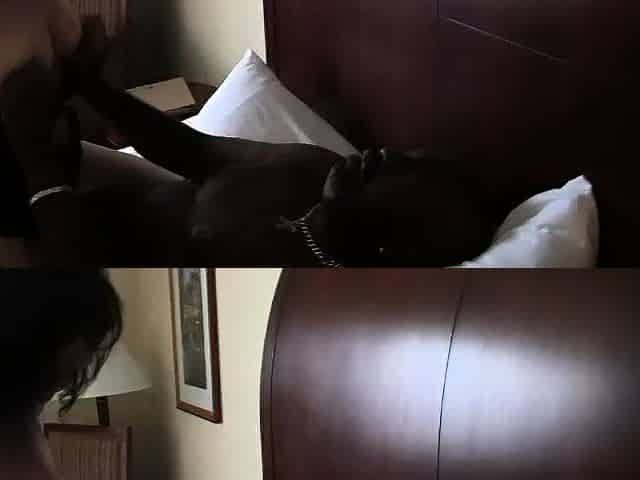 Busty brunette amateur gives sexy blowjob in bedroom