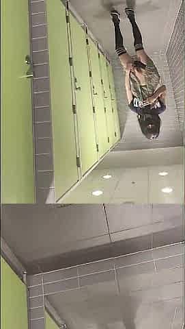 Sissy goes to ladies' room for the 1st time