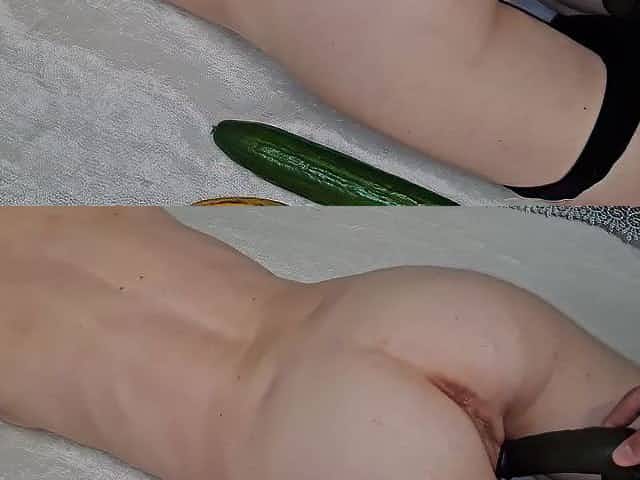 VIBRATOR? Banana? CUCUMBER? Choosing MOST EXCELLENT for Petite twat
