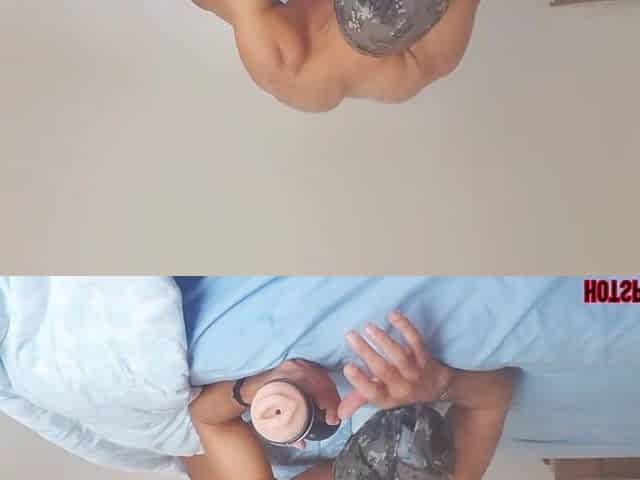 Halloween - butt finger and Large ramrod masturbation - cum inside fleshlight