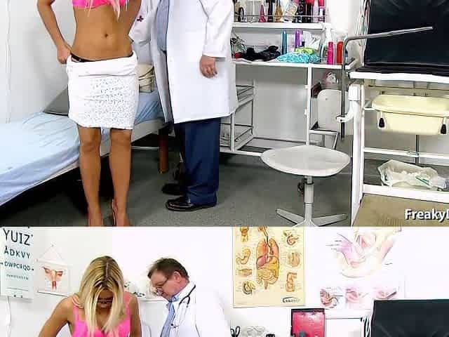 Gyno Doctor Checks Wet Pussy Of Tall Tanned Blonde With Glasses