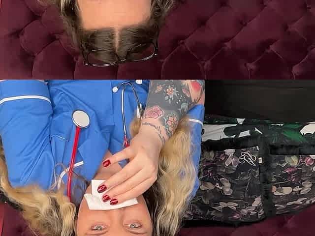 Nurse Ffw Blowing Her Nose and Finally Getting a Sneeze
