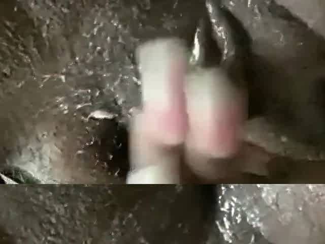 Solo play with moist chocolate snatch