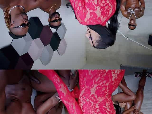 Super hardcore group sex 4 BBC vs 1 white large booty wench