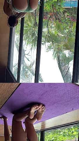 Hot Yoga in Mini Shorts and Little Tiitty Flash 4K