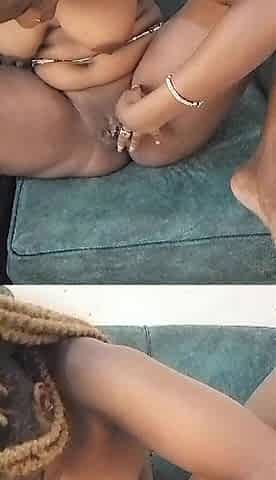 black enjoying playing with her cunt to climax