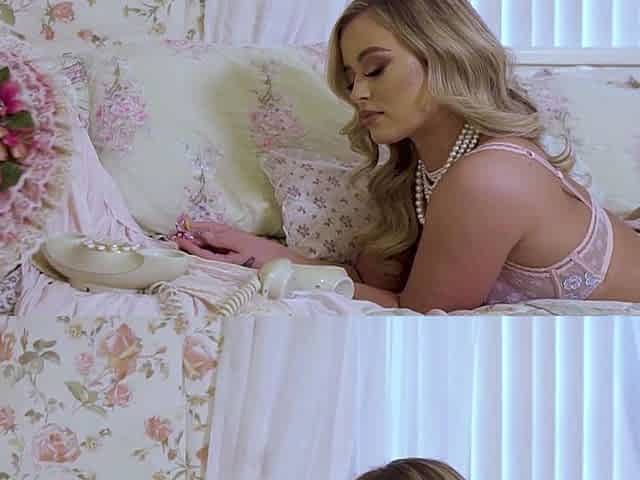 Curvy blonde MILF flaunts big round ass
